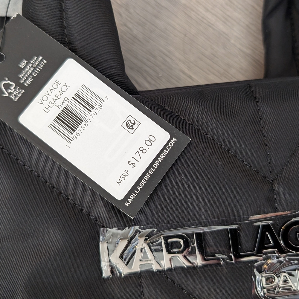 Karl Lagerfeld Black Quilted Tote - Picture 3 of 5